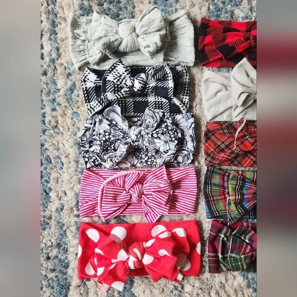 Baby Bling Headbands Winter Holiday Prints Colors || Set of 10 EUC